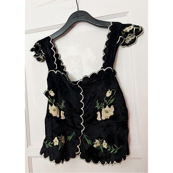 Free People Tops - Maeve Velvet Ruffle-Strap Scallop Tea Towel Peplum Top